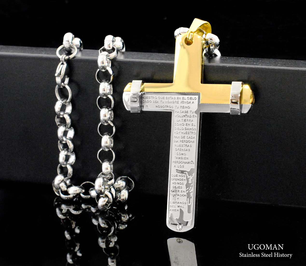 <p>Gold-Chrome Prayer Cross</p>
